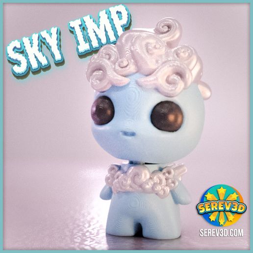 Sky Imp - Flexi Keychain & Bag Charm with Movable Head, No Supports 3D Print STL/3MF 3D model
