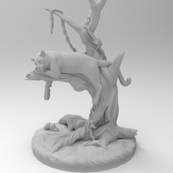 untitled.245.png Archivo STL gratis Pantera negra en un árbol・Modelo imprimible en 3D para descargar
