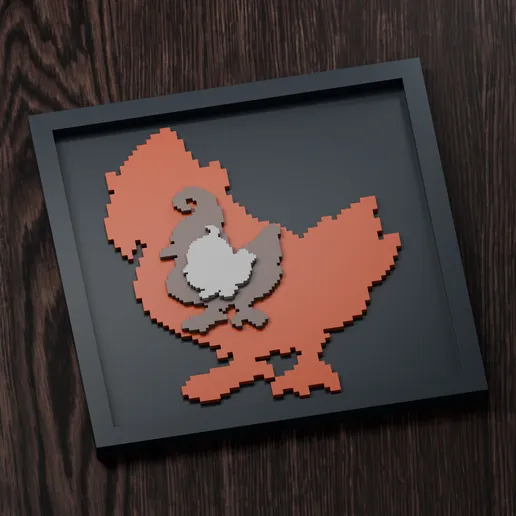 Staraptor Line - Pokemon Silhouette Frame | Gen 5 sprite style | STL