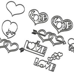Sans-titre-2.jpg Fichier STL 10 Moules à Biscuit - Amour - Saint Valentin - Valentine - Love - Emporte-pièces - Cookie cutter- Coupe Biscuit・Design pour impression 3D à télécharger