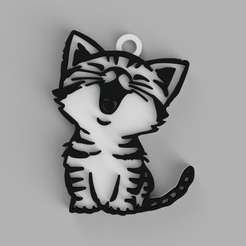 tinker.png STL file Baby Cat Yawning Kitten , keychain - pendant - pendant - earring・3D printing idea to download