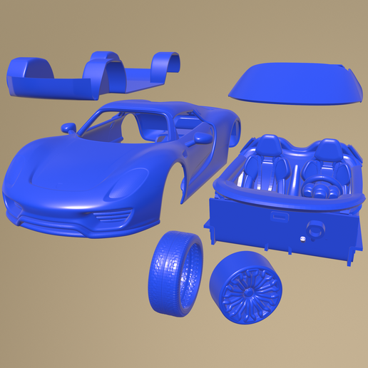 🚗 Porsche 918 Spyder 2015 PRINTABLE CAR IN SEPARATE PARTS・ STL