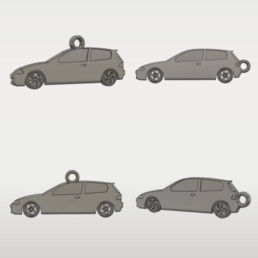 Civic Keychain Bundle - 2 Variants Side Profile