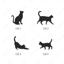 Cats-pack-1.jpg Cats 1 - 3D Model Silhouettes - Fridge Magnets, Gifts, Decorations, Souvenirs, Teaching Supplies