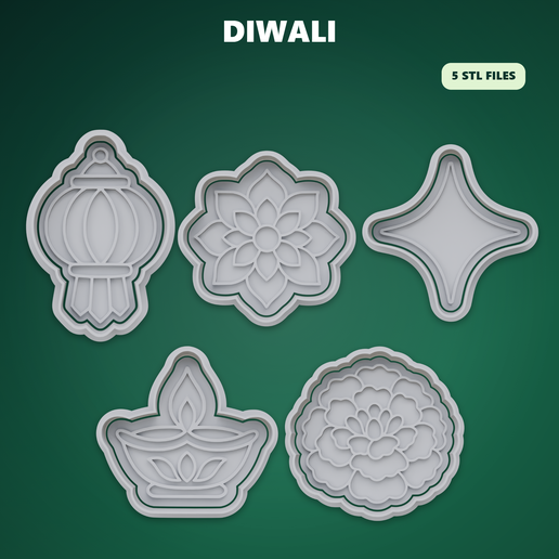 Diwali Cookie Cutter STL – 3D Print Biscuit Mold Set