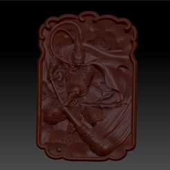 MonkeyKingZ1.jpg Free STL file MONKEY KING 3D MODEL OF BAS-RELIEF FOR CNC・Template to download and 3D print