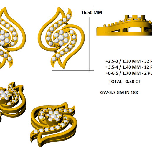 Diamond Earrings 3D model