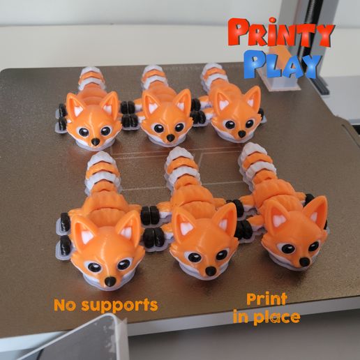 🦊 Cute mini Flexi Fox・ STL File for 3D printing・Cults