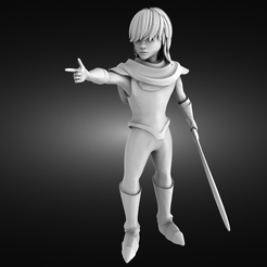 Boy-warrior-challenging-to-a-duel-render.png Fichier STL Garçon guerrier défiant en duel・Modèle imprimable en 3D à télécharger