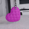 Tufted-Heart-Keychain1.png Porte-clés coeur touffu - breloque décorative imprimable en 3D (modèle réduit)