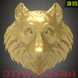 1.png wolf head,3D stl model relief wall decor, CNC Router Engraver, Artcam, Aspire, CNC files