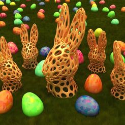 Bunny_-_Voronoi_Style_2_display_large.jpg Бесплатный STL файл Bunny Head - Voronoi Style・Шаблон для 3D-печати для загрузки