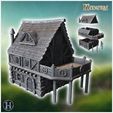 1-PREM.jpg Medieval building with fireplace and large terrace on wooden platform (42) - Medieval Gothic Feudal Old Archaic Saga 28mm 15mm RPG