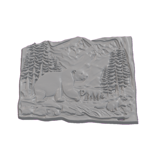 Bear Family Mountain Valley Panorama Relief STL