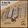 t-34-76_parts_1.jpg STL file T-34/76 for assembling - with workable tracks・3D print model to download
