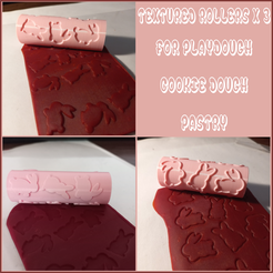 CULTS-3-BUNNY-ROLLERS.png STL file TEXTURED BUNNY ROLLERS - 3 IN 1 - EMBOSSED, DEBOSSED AND LINES - FOR COOKIES, PASTRY, PLAYDOUGH - PERFECT FOR EASTER・Model to download and 3D print