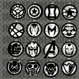 LLAVEROS-BLANCO-Y-NEGRO.jpg STL file PACK 17 MARVEL AVENGERS KEYCHAINS・3D printer design to download