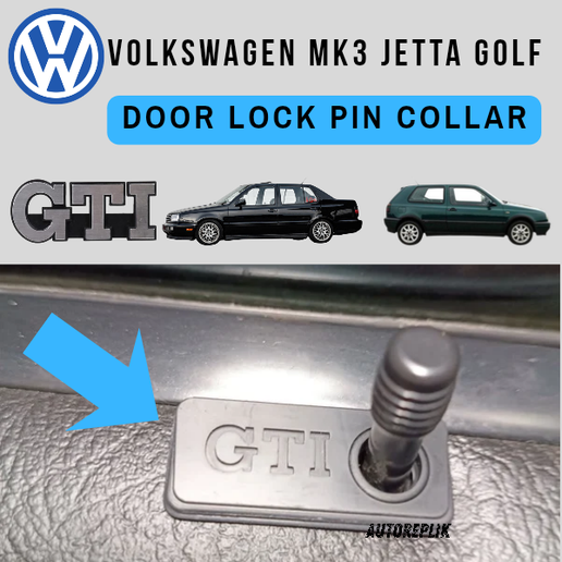 GTI LOGO Door Lock Collar Ring Secure Door for PIN Volkswagen Jetta/Golf Mk3 – STL File (9 designs sold separately)