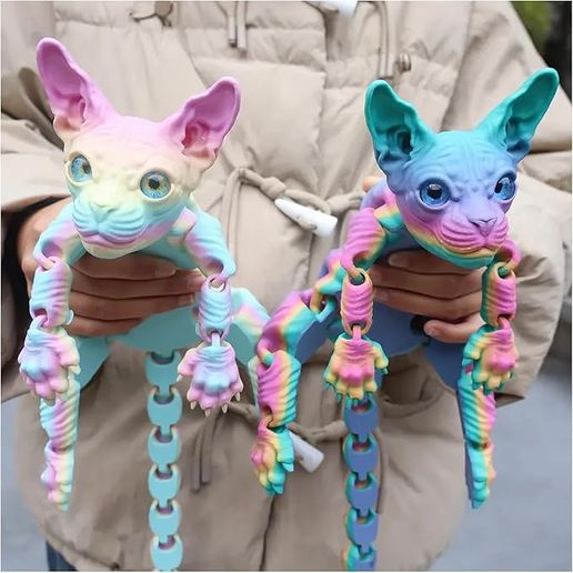 🐱 Sphynx CAT - FLEXI - 3MF - PRINT-IN-PLACE STL・3D Print with