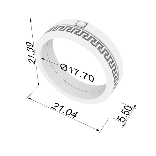 size.png Intricate Greek Key Band Ring 3D print