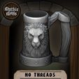 01.jpg Fichier STL gratuit Mugs mythiques - Lion's Brew - Porte-canette / Conteneur de stockage・Objet imprimable en 3D à télécharger