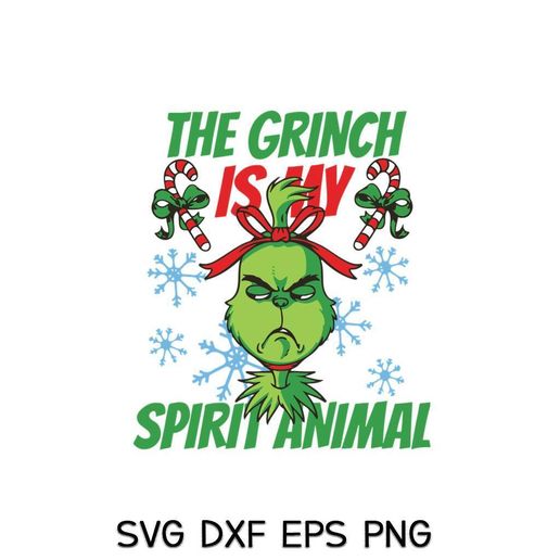 The Grinch Is My Spirit Animal SVG, Grinch Christmas SVG - 3D model önizlemesi