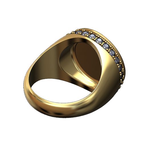 Diamond-halo-sides-18mm-round-Claddagh-heart-Chunky-signet-ring-size9-05.jpg Diamond halo Claddagh heart crown round signet ring size 9 3D print model