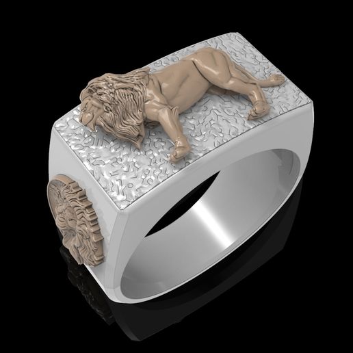 Lion ring Man ring jewelry 3D print model - 3D model önizlemesi