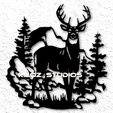 project_20231104_0839319-01.png Deer in Forest Mountain Scene Wall Art Cabin Decor
