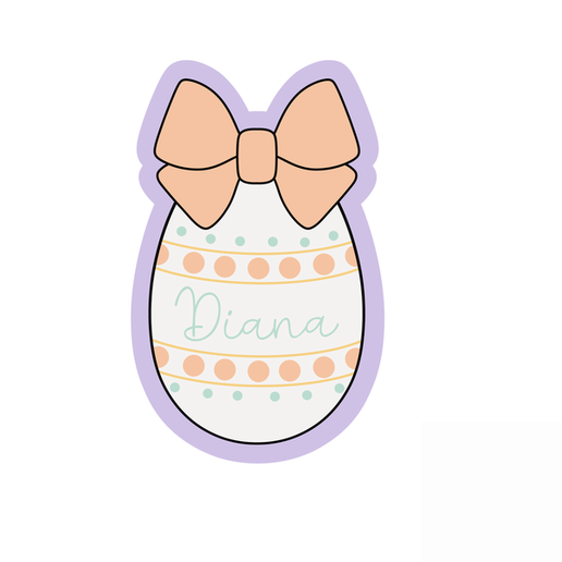 Personalized Easter Egg Cookie Cutter STL – 2 Inch Bow Egg Plaque 3D Print File