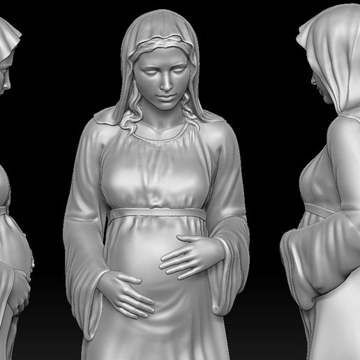 Statue of Virgin Mary pregnant with Jesus 3D print model 3D model