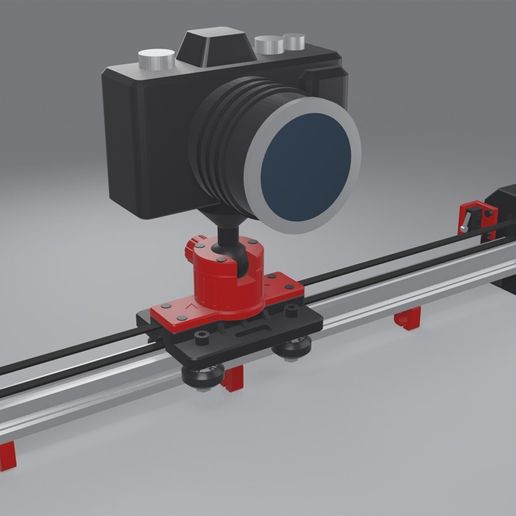 Motorized Camera Slider for 2020 V-Slot - NEMA17 Belt Drive, Ball Head, Arduino Box, Tripod Mounts