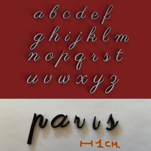 PARISIENNE lowercase 3D letters STL file 3D model