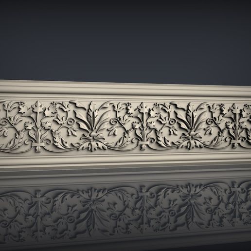 Intricate Acanthus Floral Frieze Border Molding STL File for CNC & 3D Printing