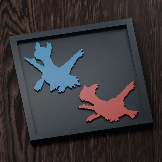 Eon Duo - Pokemon Silhouette Frame | Gen 5 sprite style | STL
