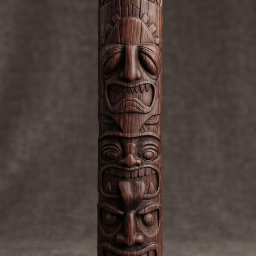 TIKI TOTEM 04 - 3D PRINT MODEL / CNC RELIEF