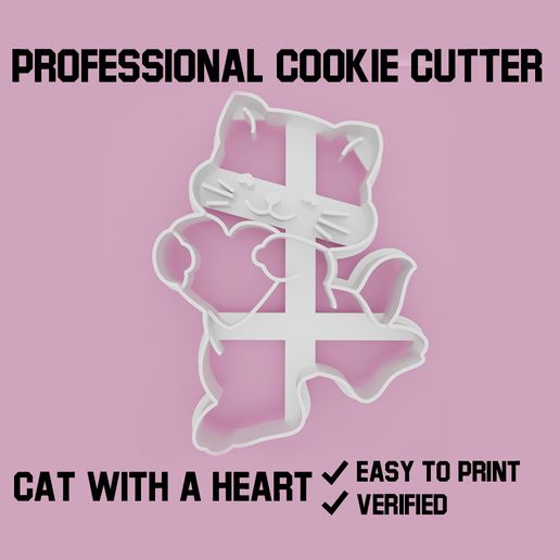 cat with a heart cookie cutter - 3D model önizlemesi