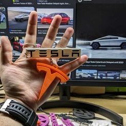 IMG-20230823-WA0020.jpg STL file Automobile logo keychain Tesla・3D printable design to download