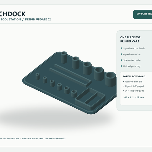 BenchDock V2 — 3D Printer Tool Organizer & Parts Tray (STL + 3MF)