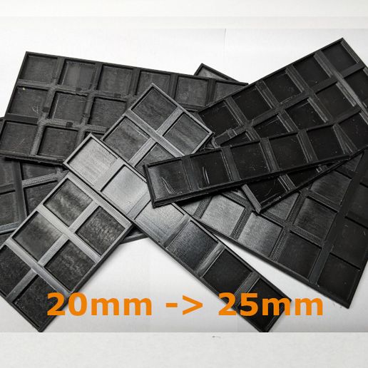 Base-printed2.jpg COLLECTION: Extended Regiment Bases to use your 20mm based minis for the Older World new 25mm base size / Optional Magnets