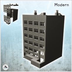 1-PREM.jpg STL file Modern brick building with access platform and double chimneys (8) - Downtown Modern WW2 WW1 World War Diaroma Wargaming RPG・3D printing design to download