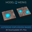 MODEL @)WERKS ASTEROID EXPLOSION BASES 3D Downloadable STL Files 1/72 Scale Asteroid Explosion Bases for Tie Bomber