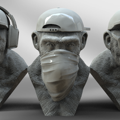 3 singes.png Archivo 3D 3 monos sabios・Modelo para descargar e imprimir en 3D