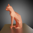 0003.png STL-Datei Statuette einer sitzenden Katze low poly kostenlos・Modell zum 3D-Drucken zum herunterladen