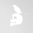skulraven2.png Skull with Crow, Raven, Skull Outline, Silhouette, Halloween Stencil, Projection
