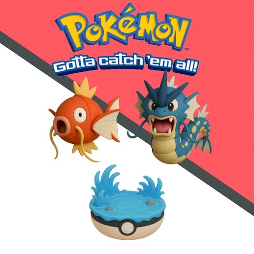 🐉 Pokemon Magikarp evolution pack x 3 units・Archivo STL para Impresión ...