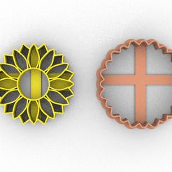 render.jpg Файл STL CORTADOR DE GALLETAS GIRASOL-SUNFLOWER COOKIE CUTTER・Дизайн 3D принтера для загрузки