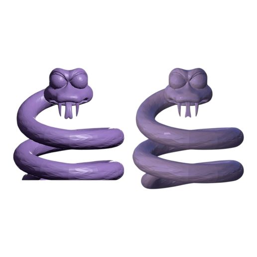 3DDump_Coily_Qbert_2Pack_SideBySide.jpeg Coily (Q*bert) - Impression 3D 2-Pack : Base plate + Pose de saut organique | Diorama arcade rétro