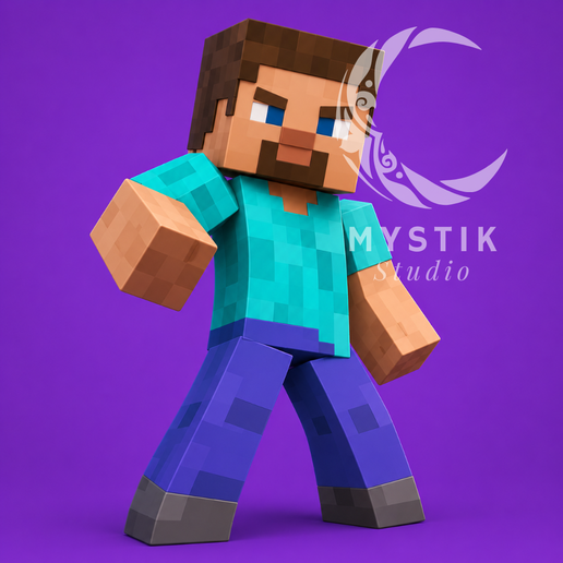 Steve Blocky Character Figure 3D Model – Minecraft Universe STL
