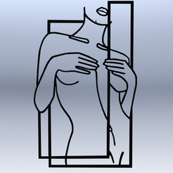 234.png STL file LINE ART WOMAN PAINTING 3, Sexy wall art girl・3D print model to download